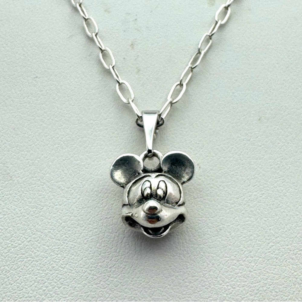 Cute Vintage Disney Sterling Mickey Mouse Pendant Necklace w/ Sterling Chain